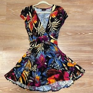 Unique tropical flower vintage dress